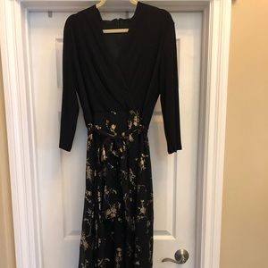 Full length black and gold maxi dress